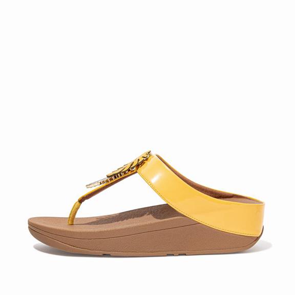 Fitflop Fino Faux Leather Zehenstegsandalen Damen - Orange / Gelb AT-518639